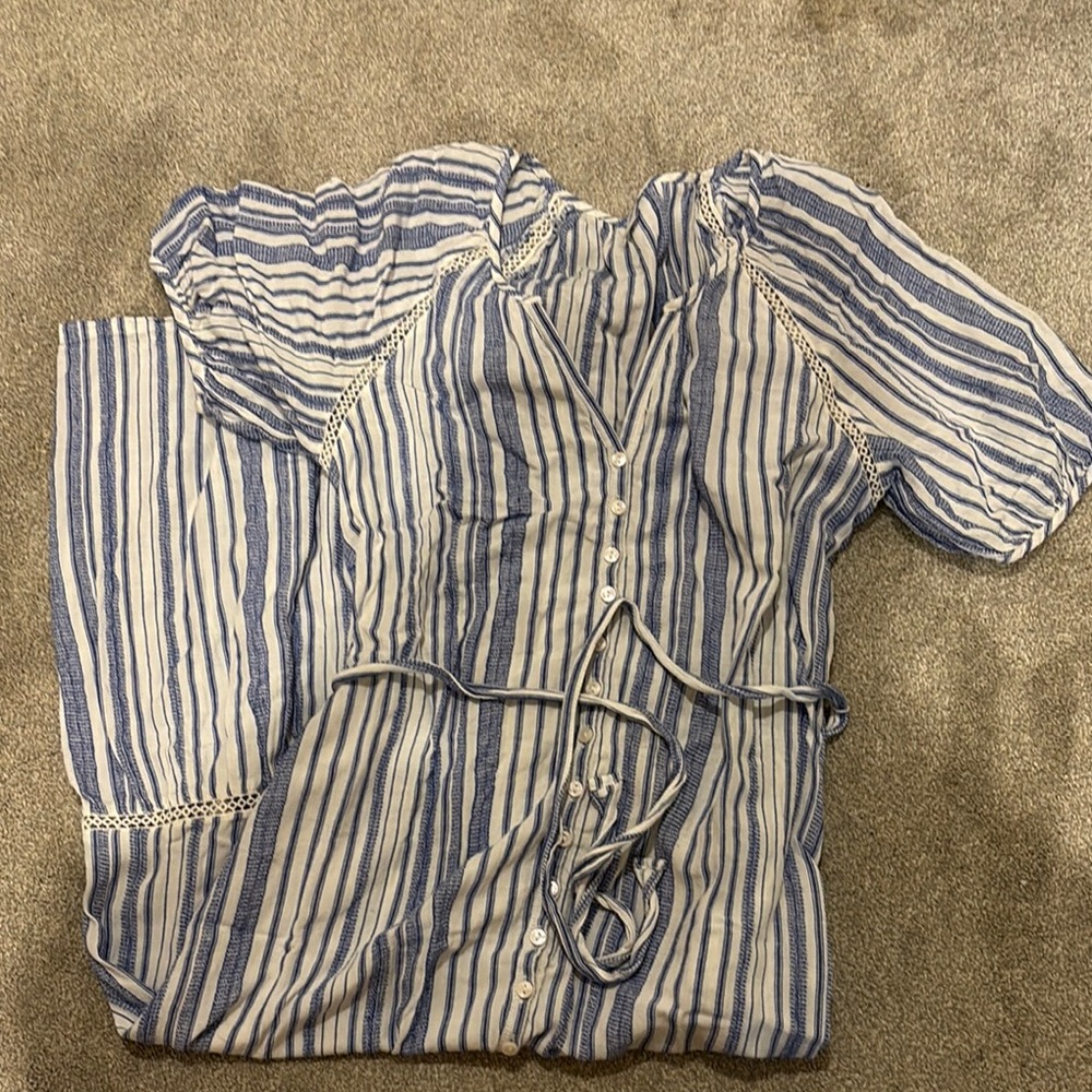 Old Navy Blue and White Striped Maxi Dress